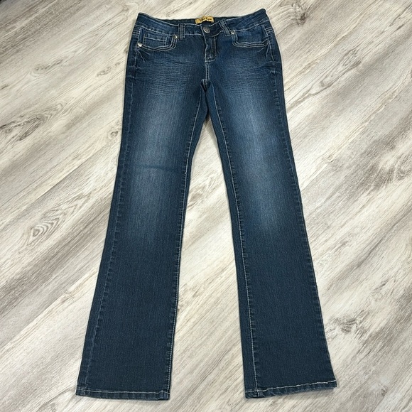 Vintage Y2K Low Rise Embroidered 5 Pocket Stitch Bootcut Stretch Denim Jeans / 4 - Picture 2 of 9
